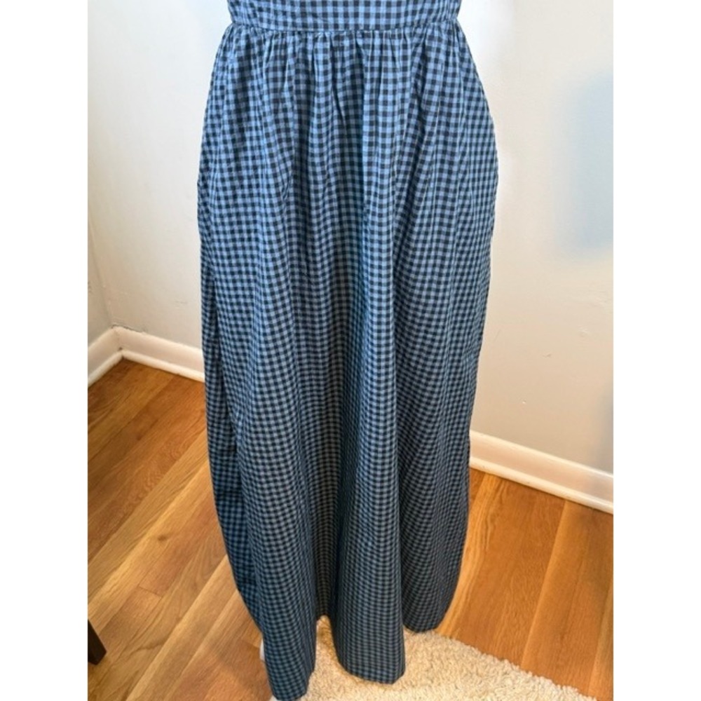 Marine Layer Demi Poplin Midi Dress Medium Blue Gingham Pima Cotton NWT - Picture 5 of 13